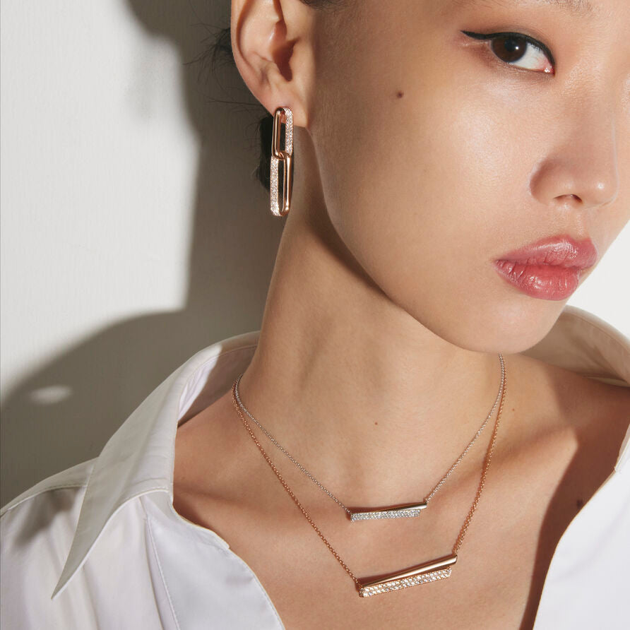 Gold Diamond Link Earrings
