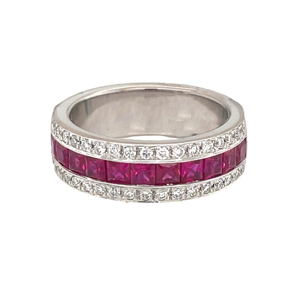 Vibhor Ruby and Diamond Row Ring
