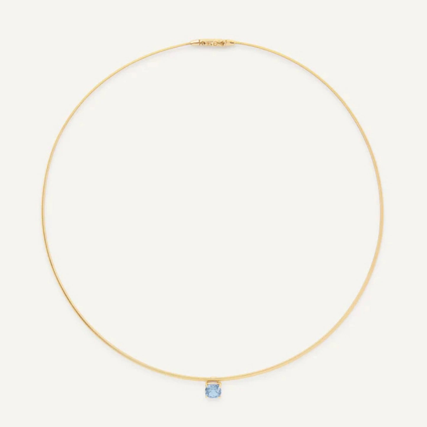 Gold Coil Necklace with Aquamarine Station