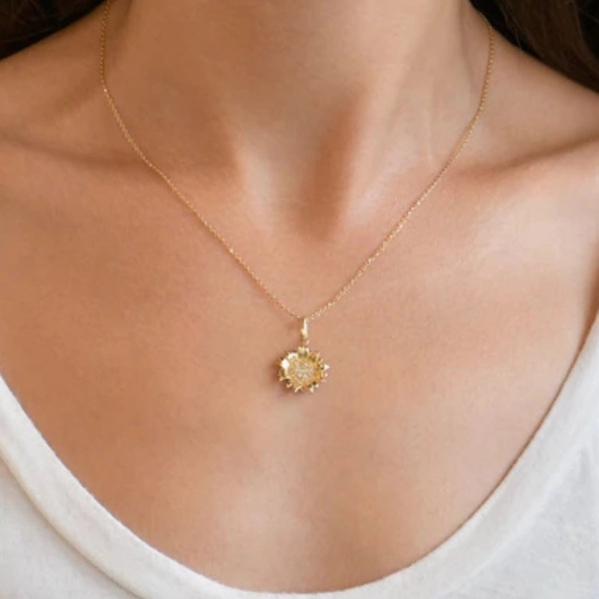 Sunflower Pavé Pendant Charm