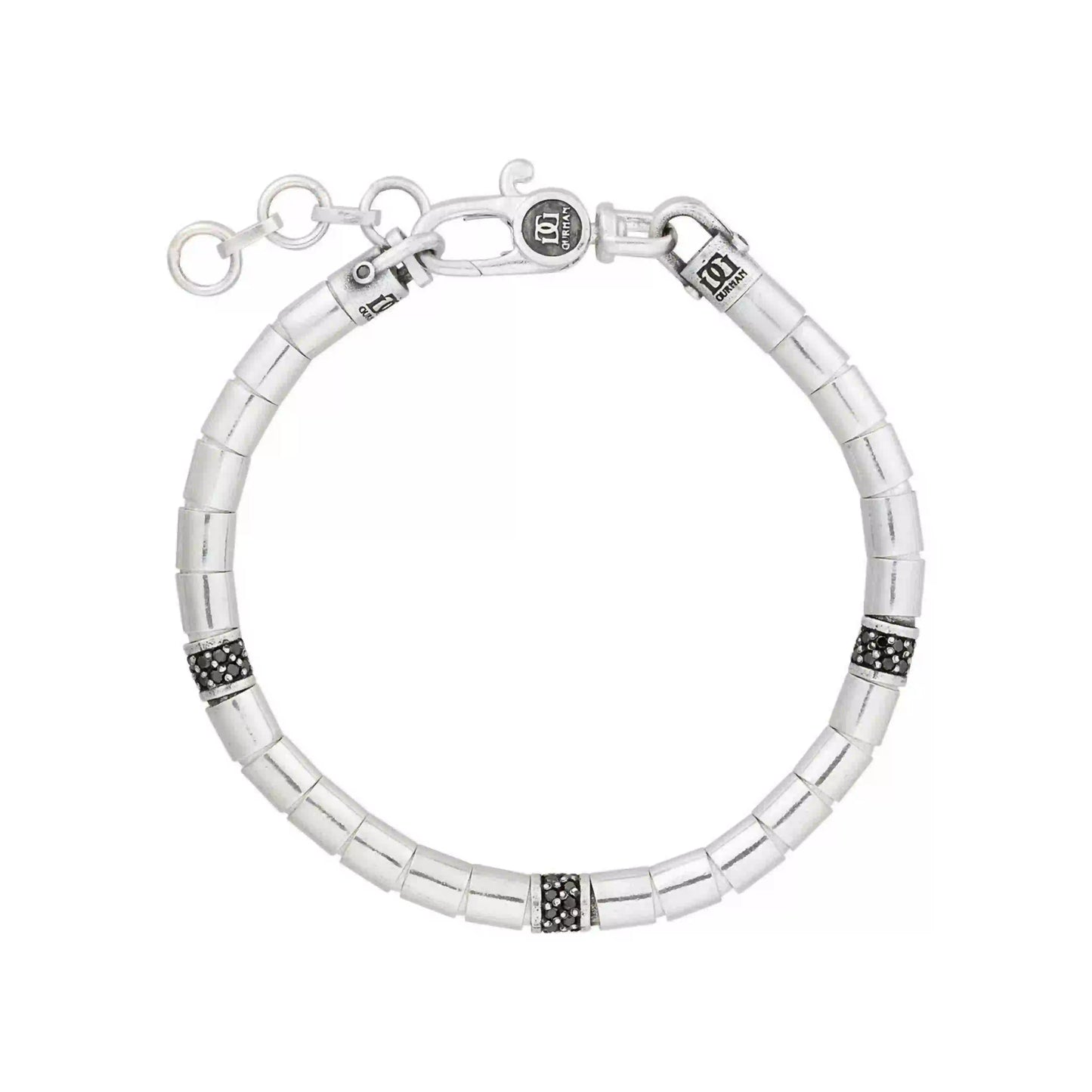 Silver Black Diamond Beaded Bracelet