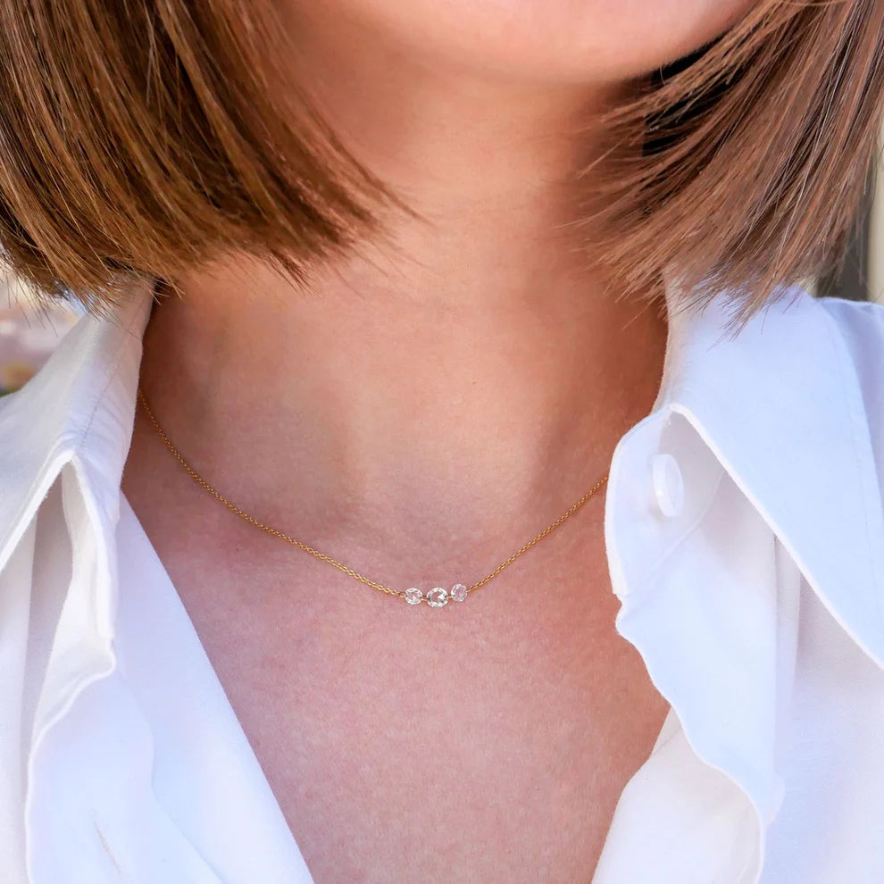 3 Stone White Diamond Necklace