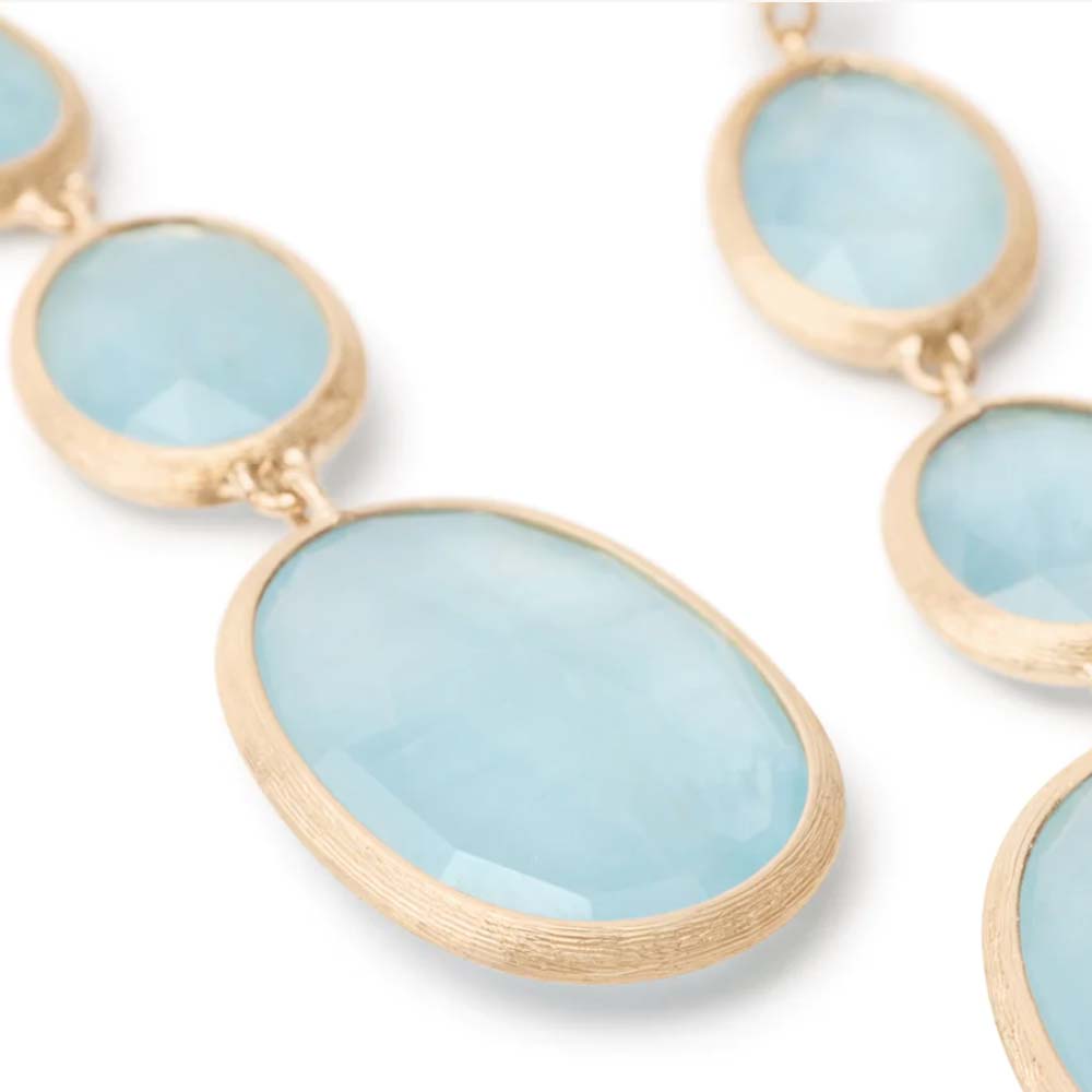 Gold Aquamarine Four Drop Earrings