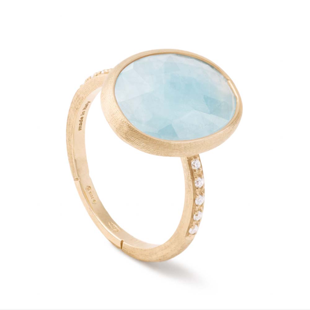 Aquamarine Ring with White Diamonds