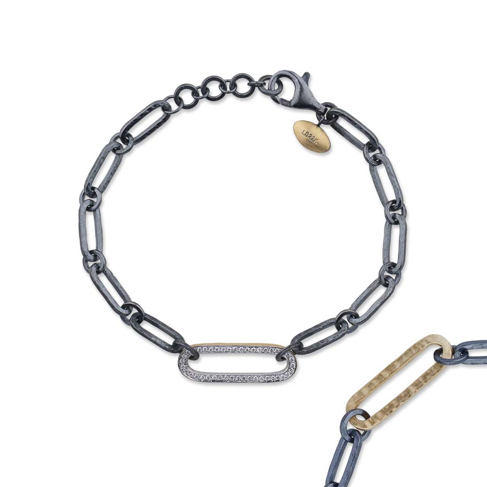 Oxidized Silver Link Bracelet