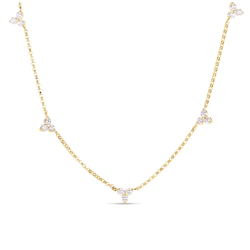 Diamond Flower 5 Station Necklace