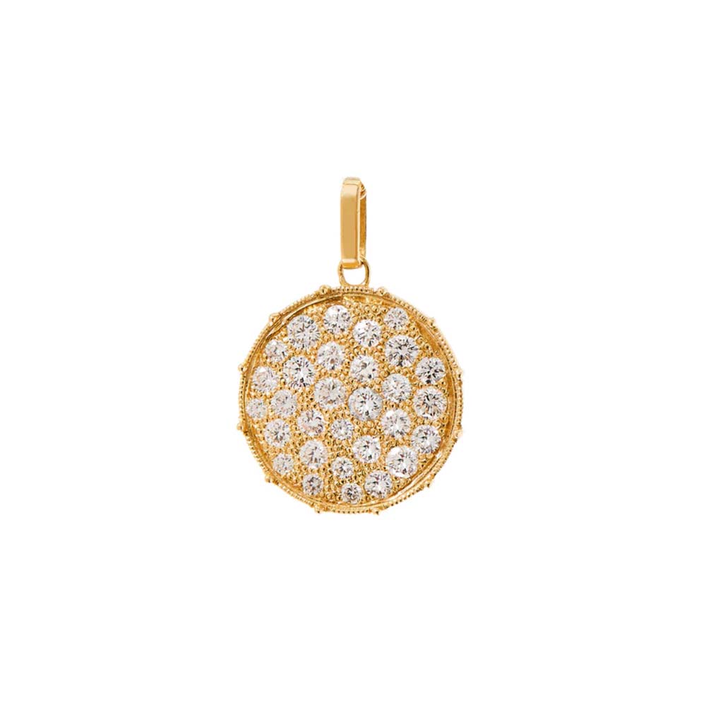Yellow Gold Diamond Disc Pendant