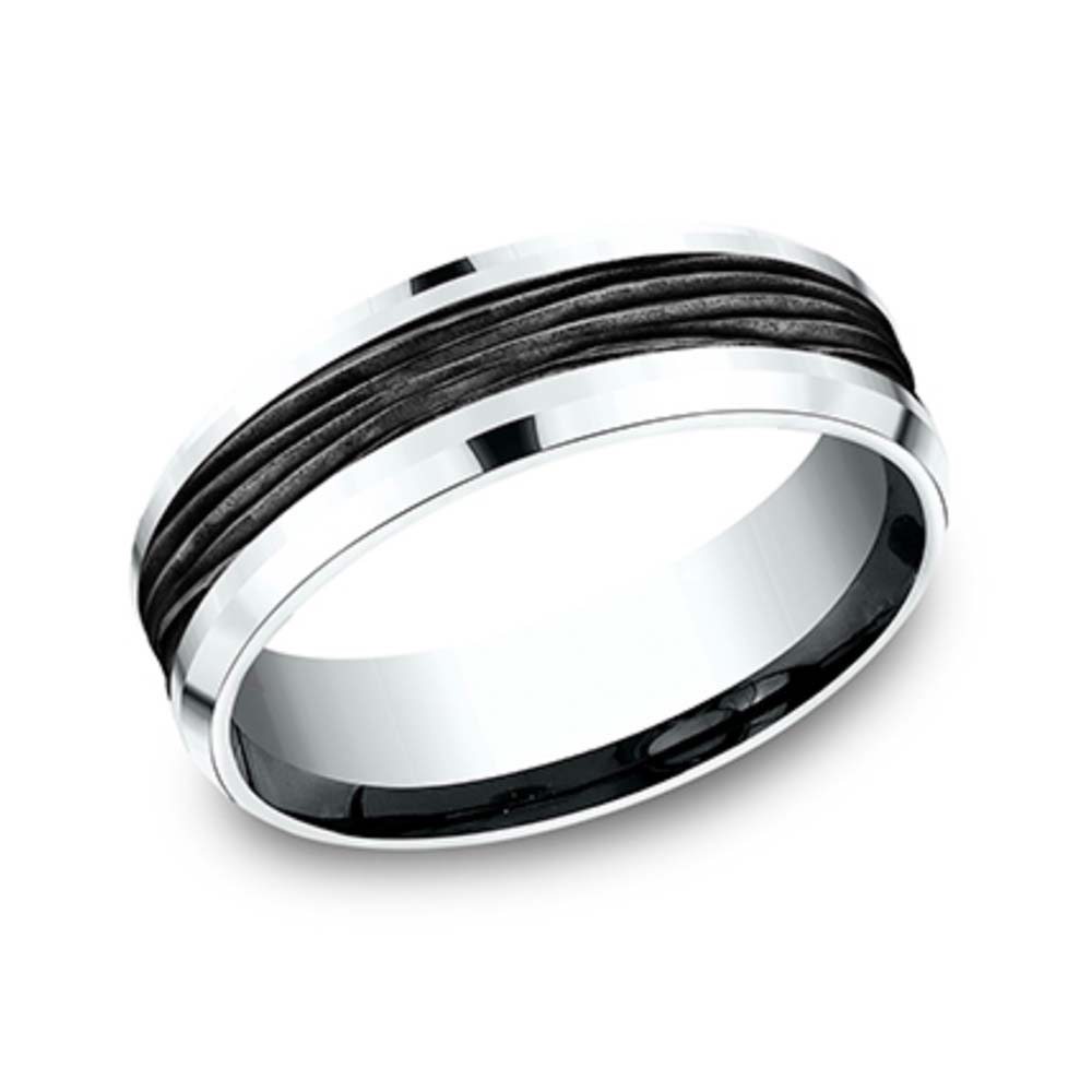Benchmark 7mm White Gold and Black Titanium Band