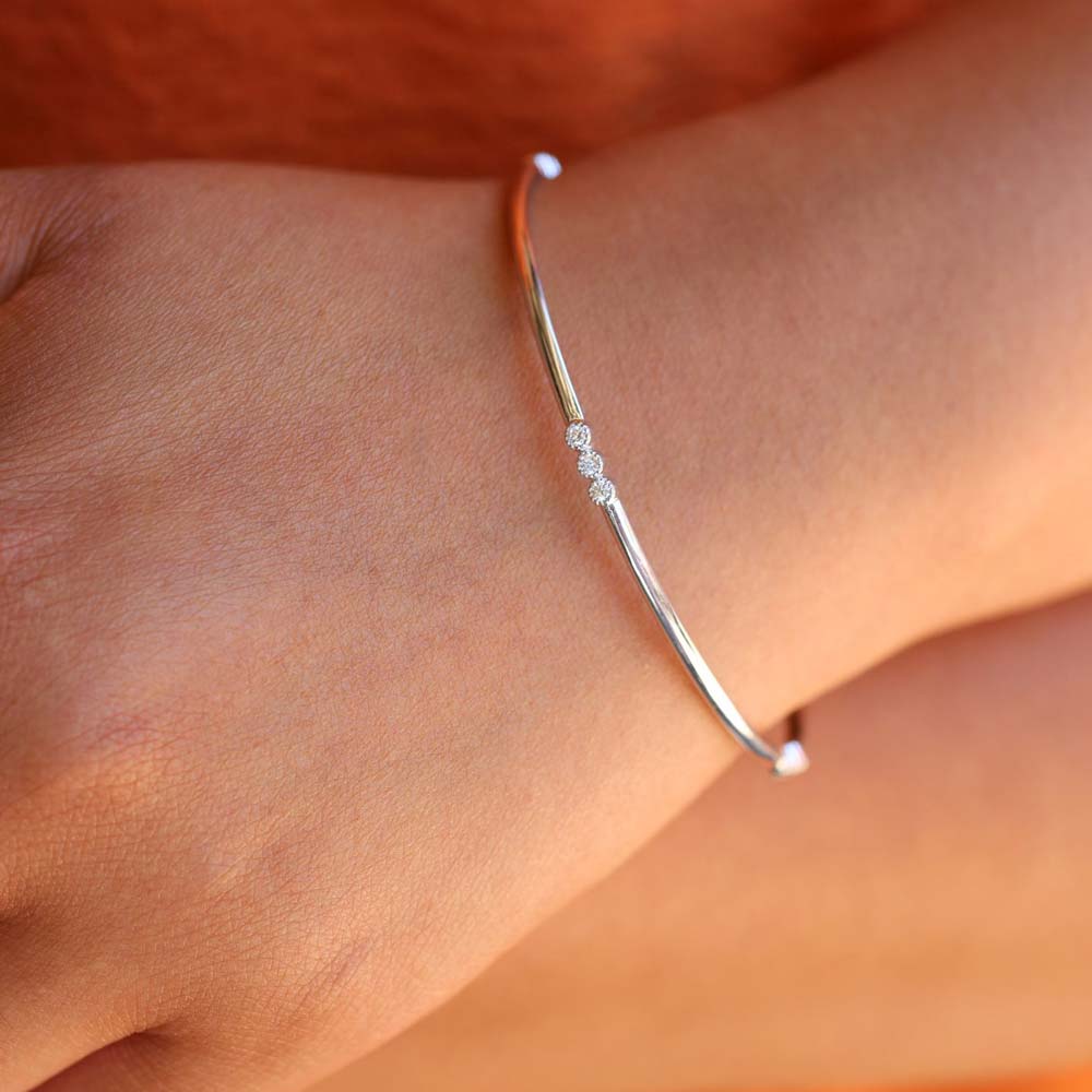 white gold bangle with diamonds