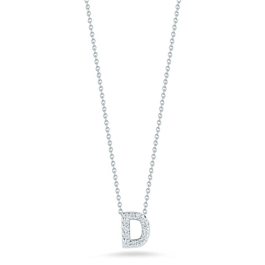 Roberto Coin "D" Love Letter Diamond Pendant Necklace