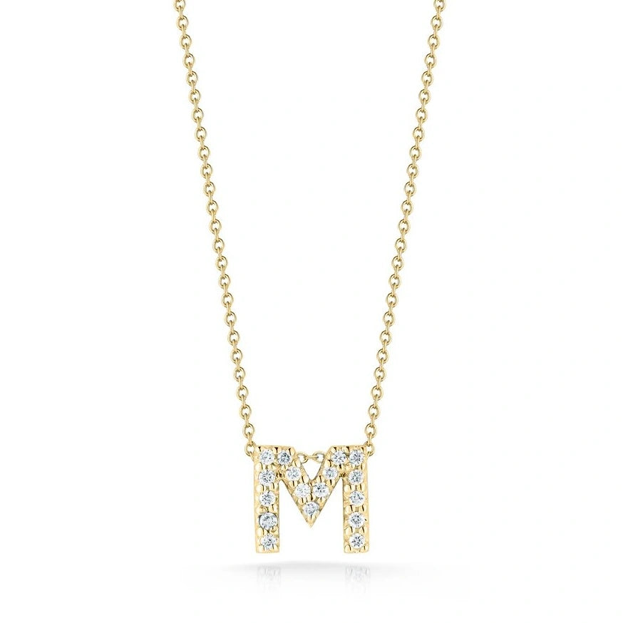"M" Love Letter Diamond Pendant Necklace
