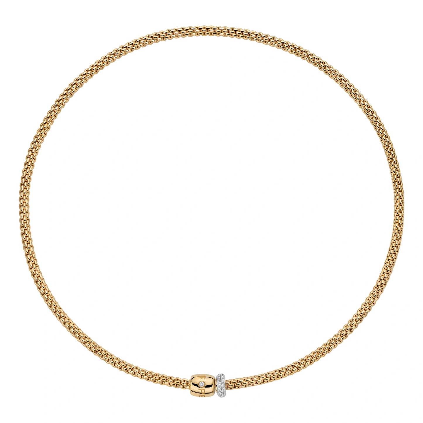Necklace with Ornamental Clasp and Diamond Pavé
