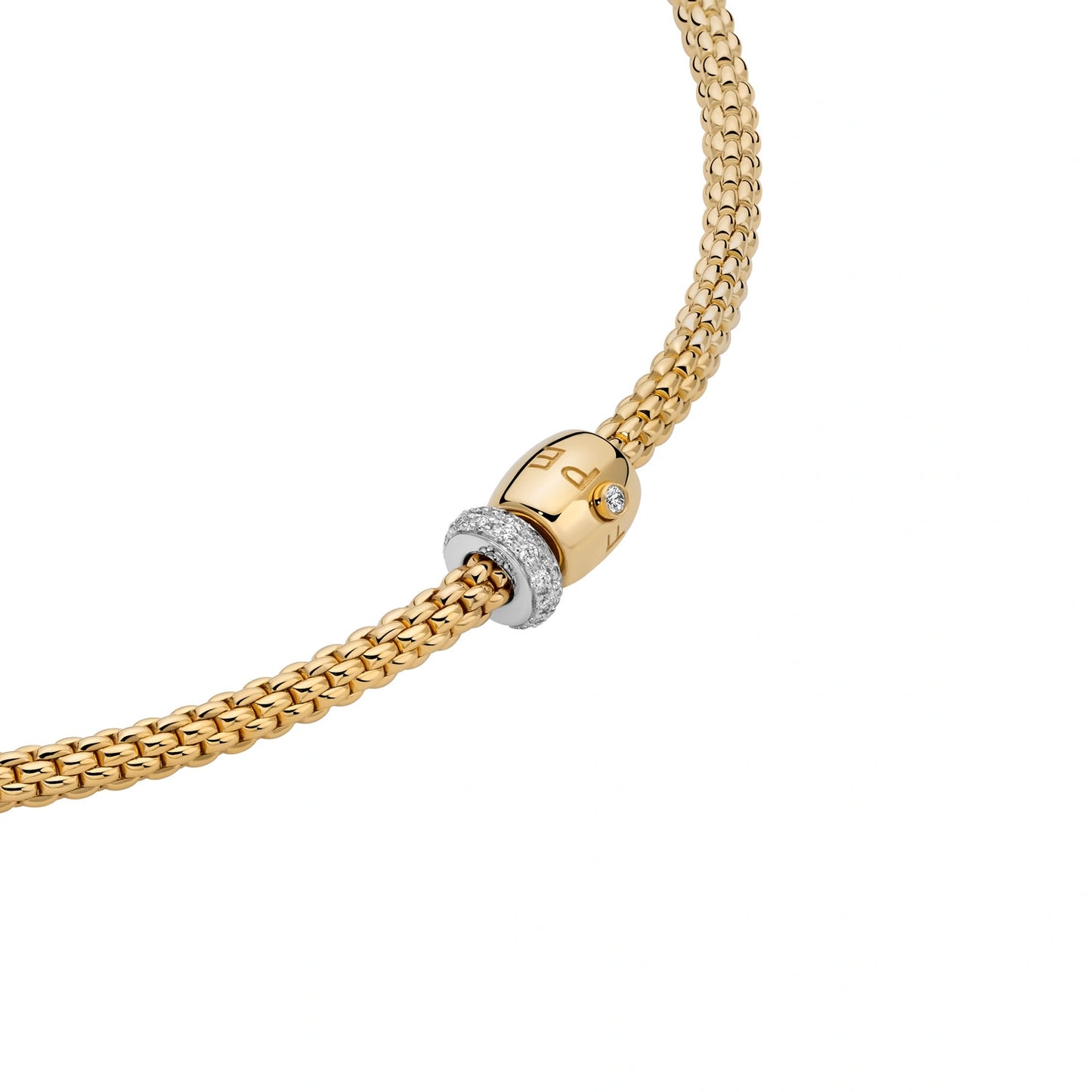 Necklace with Ornamental Clasp and Diamond Pavé