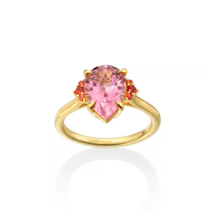 Lauren K Pink Tourmaline and Orange Sapphire Foundation Ring