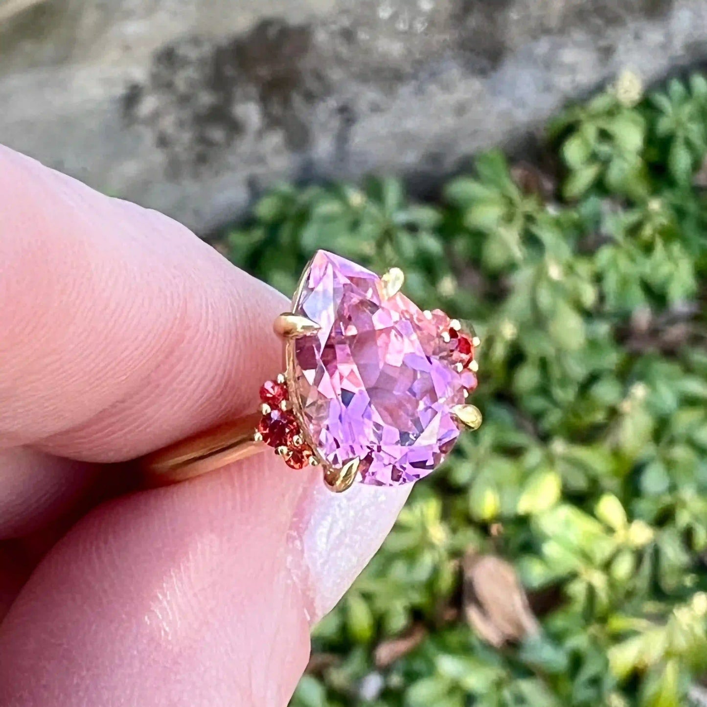 Lauren K Pink Tourmaline and Orange Sapphire Foundation Ring