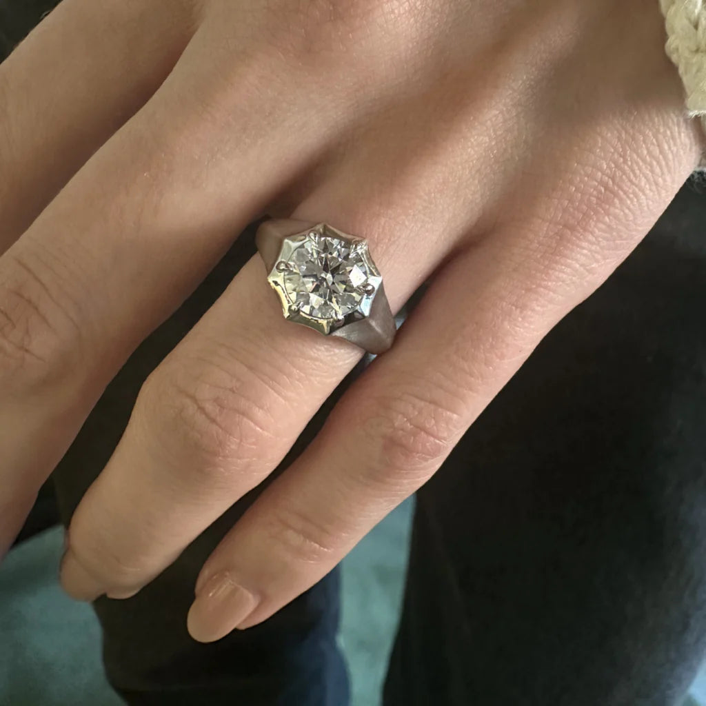 Jade Trau Pave Sloane Solitaire Ring
