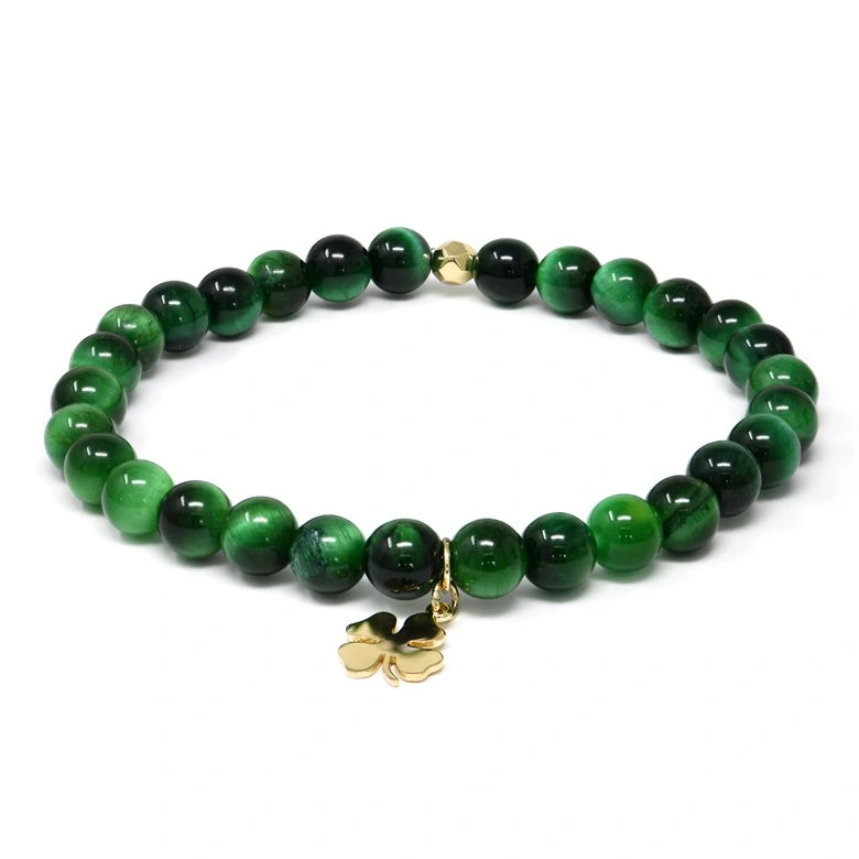 Green Tiger's Eye Clover Bracelet