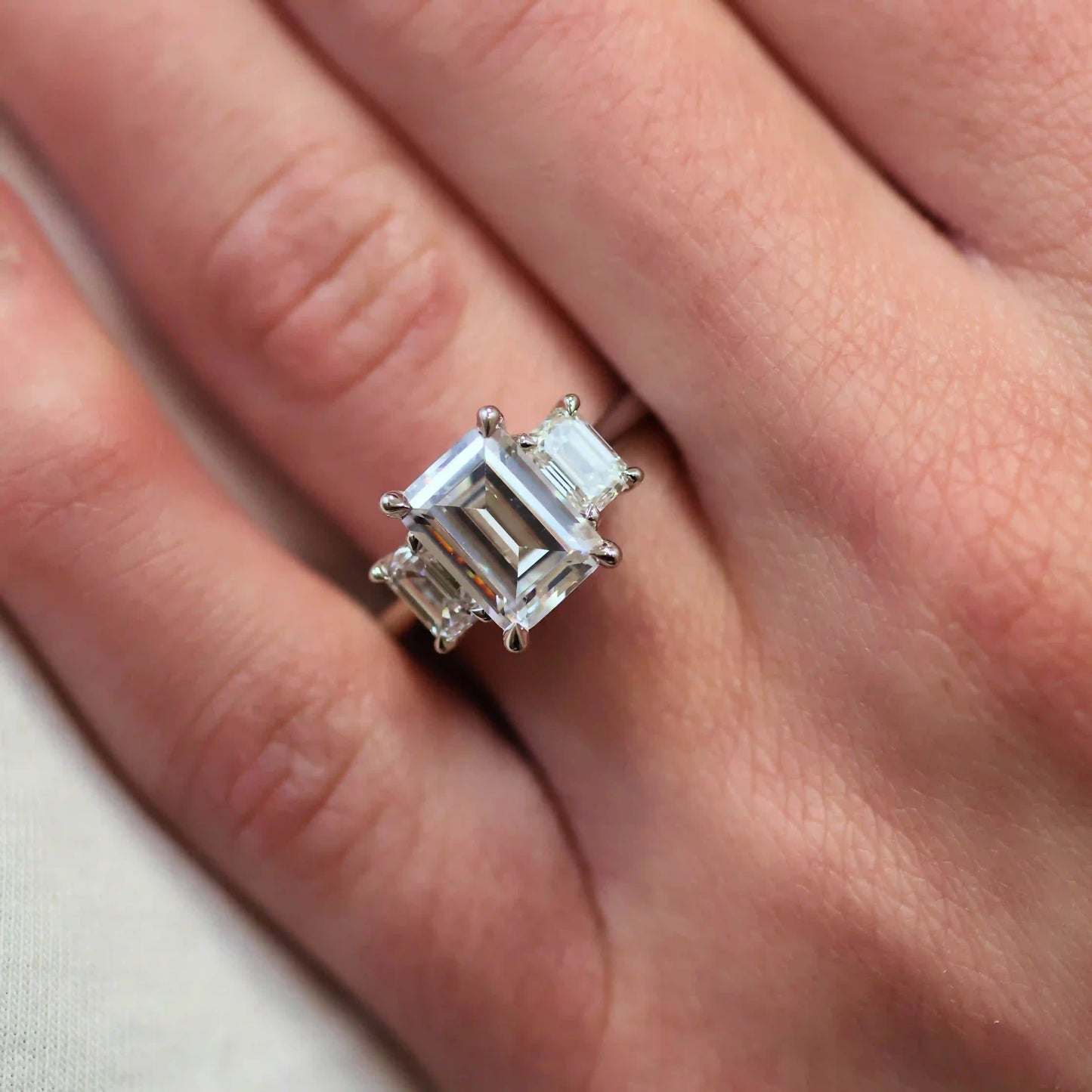  Emerald 3-Stone Engagement Ring