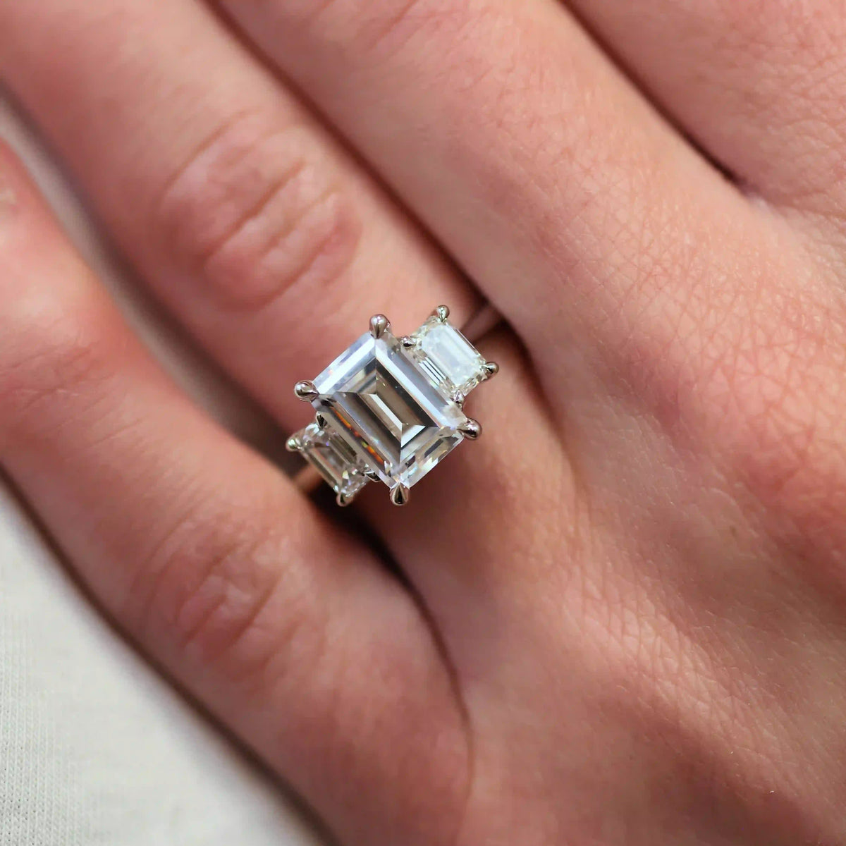  Emerald 3-Stone Engagement Ring