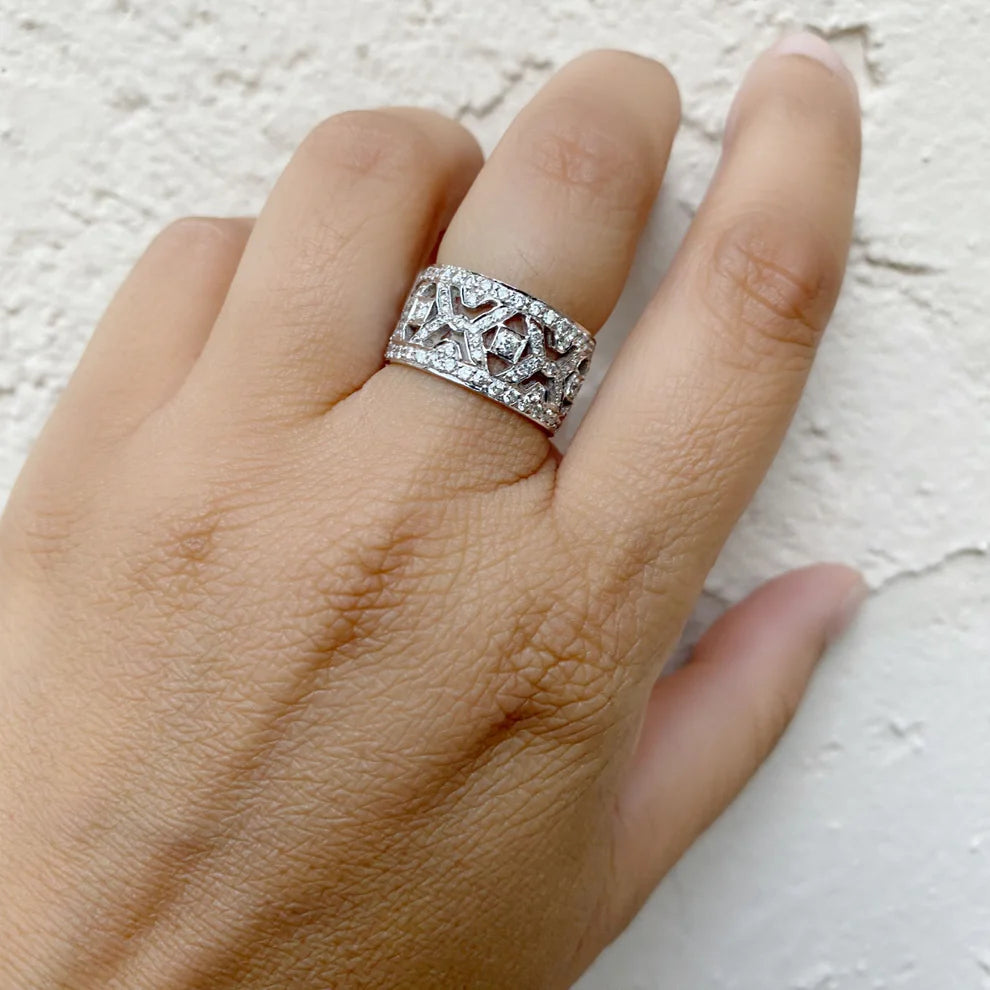 "X" White Diamond Band