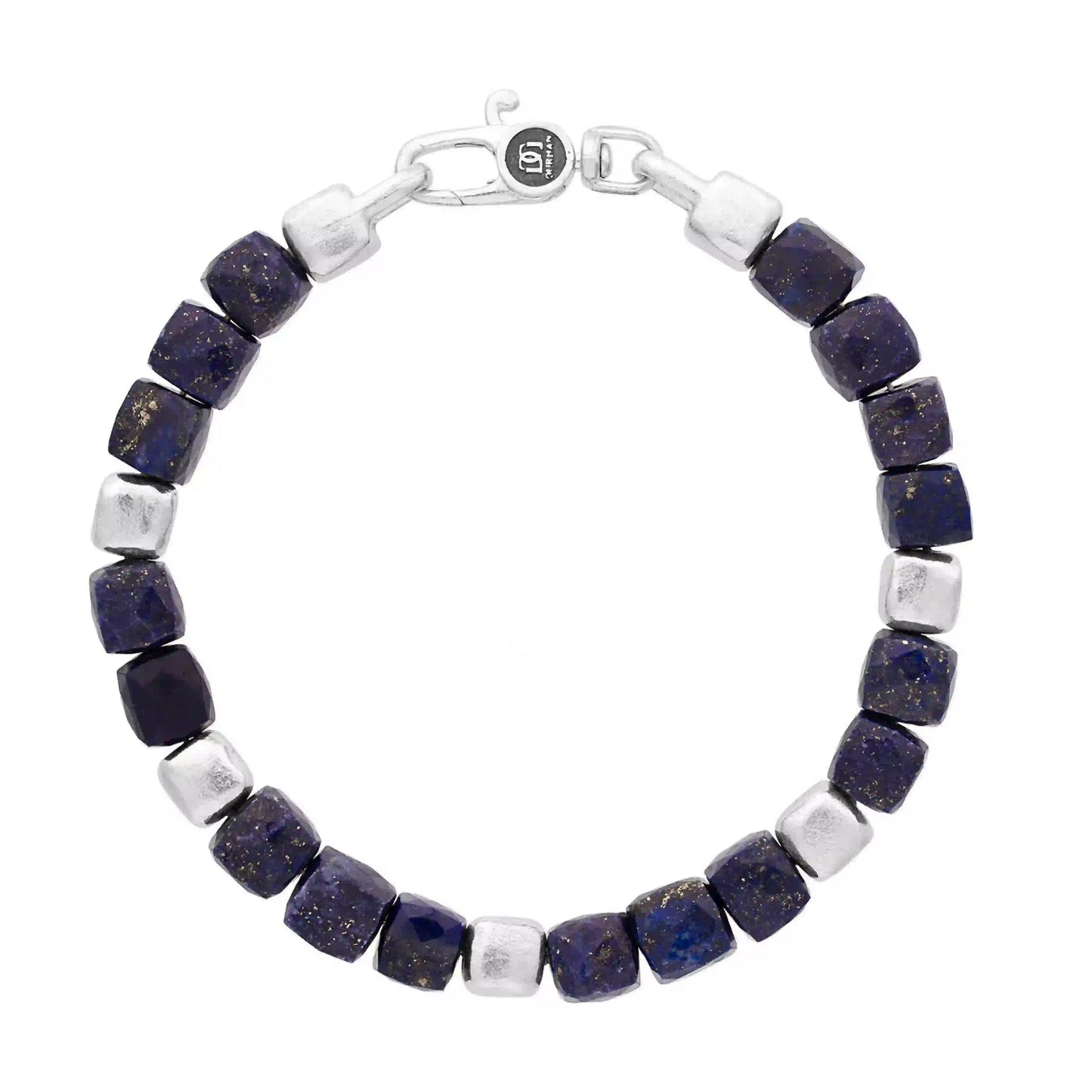 Silver Lapis Beaded Single-Strand Bracelet