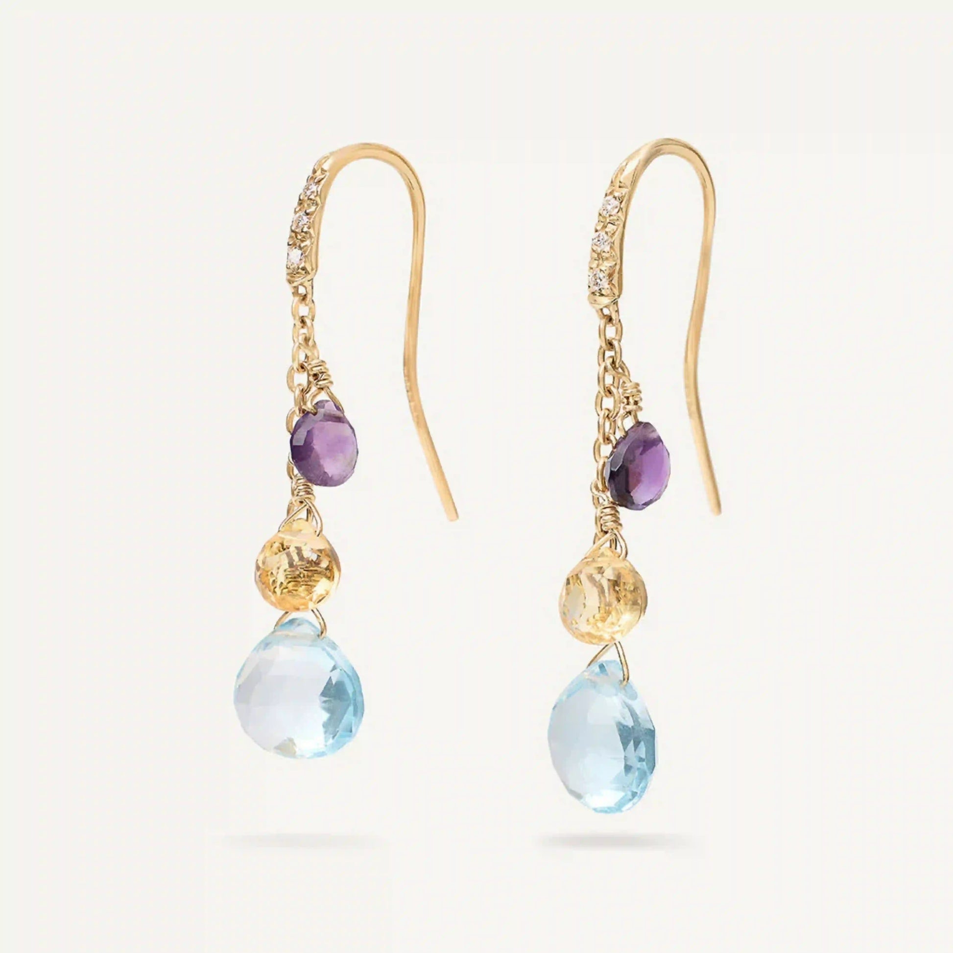 Gold and Topaz Drop Earrings