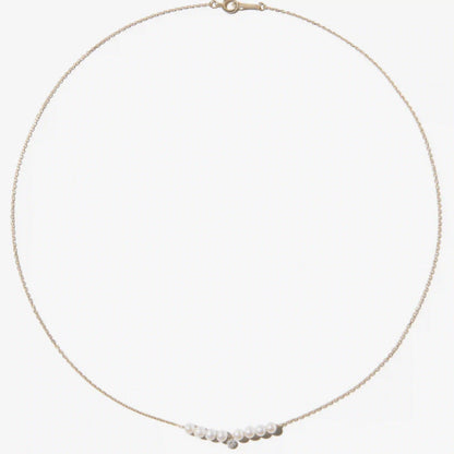 Pierced Diamond and Multi Pearl Necklace