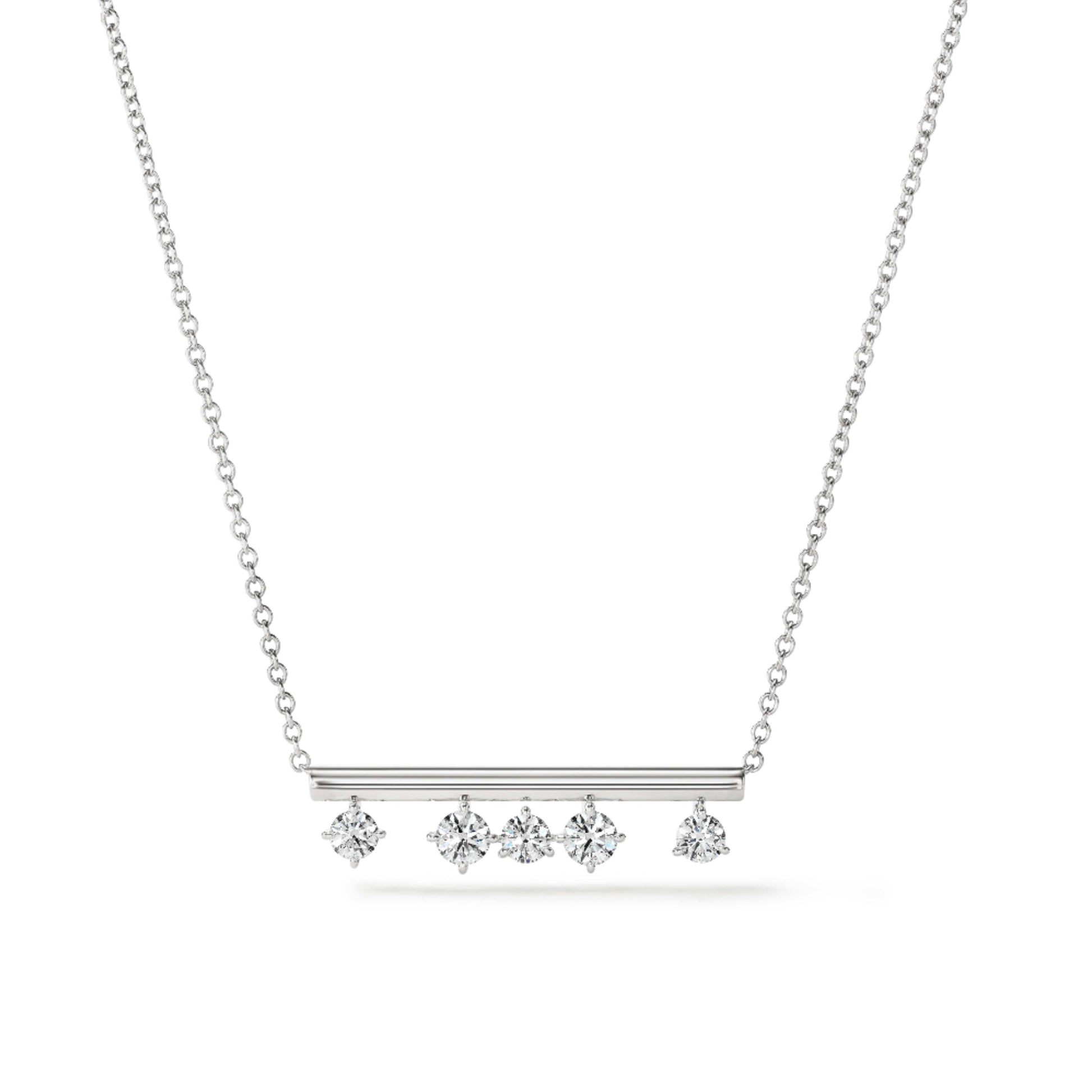  Barre Floating Diamond Pendant Necklace