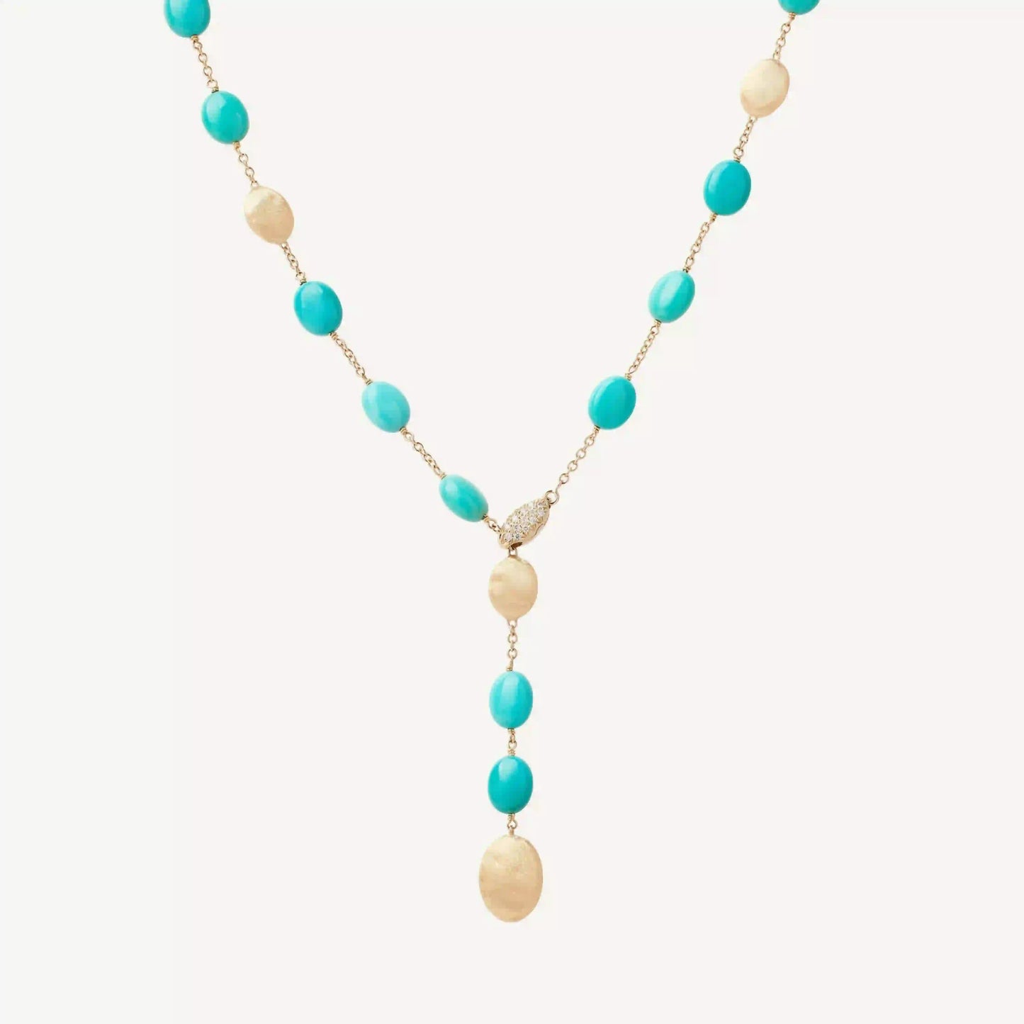 Yellow Gold Lariat with Turquoise