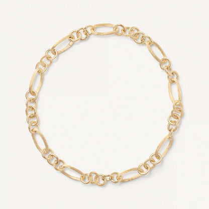 Gold Engraved & Polished Link Necklace