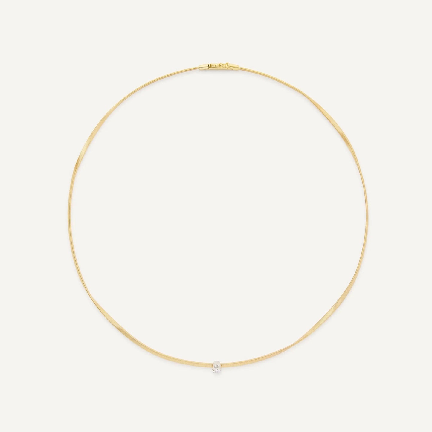 Yellow Gold Coil Necklace with a Diamond Station