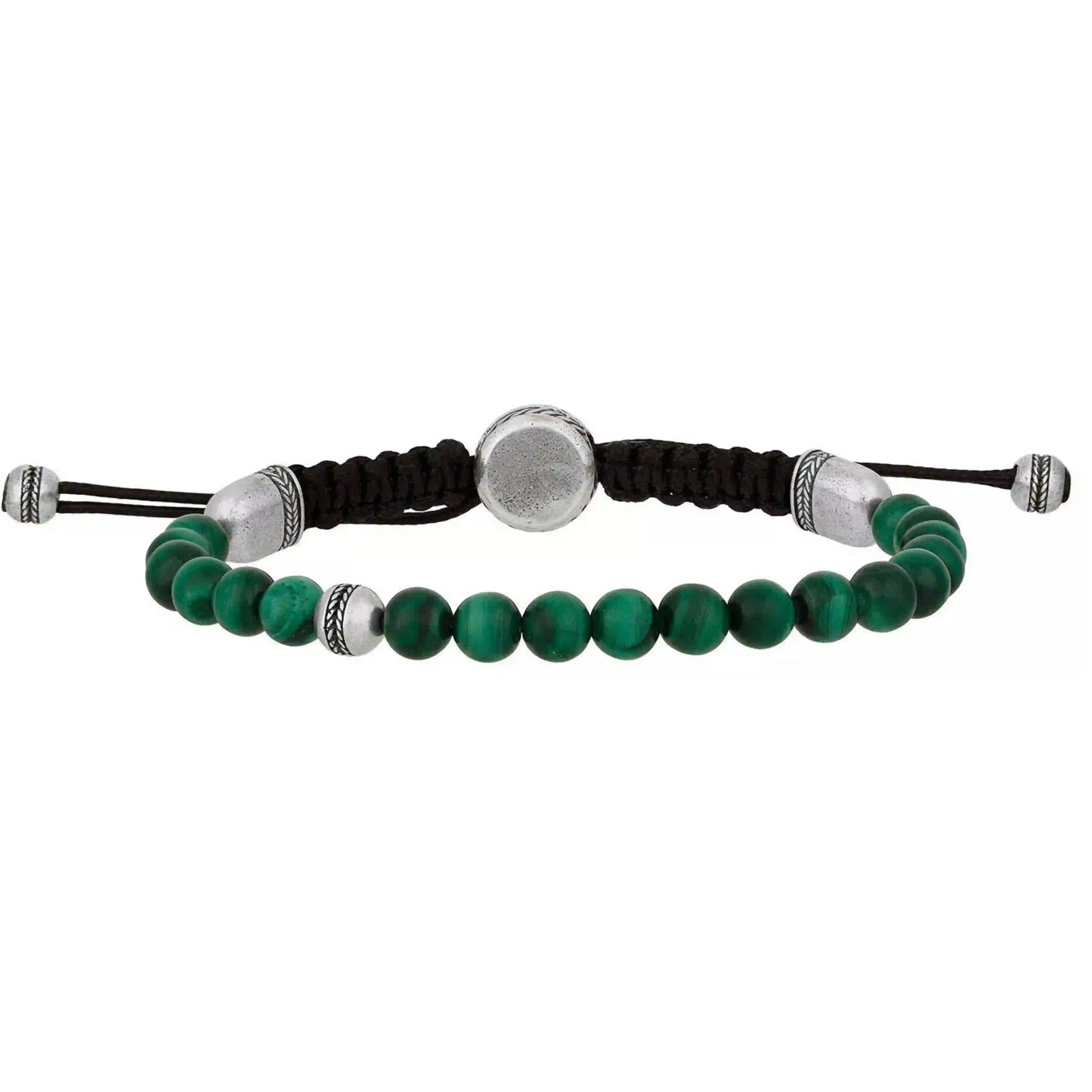 Silver Malachite Beaded Bracelet