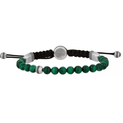 Silver Malachite Beaded Bracelet