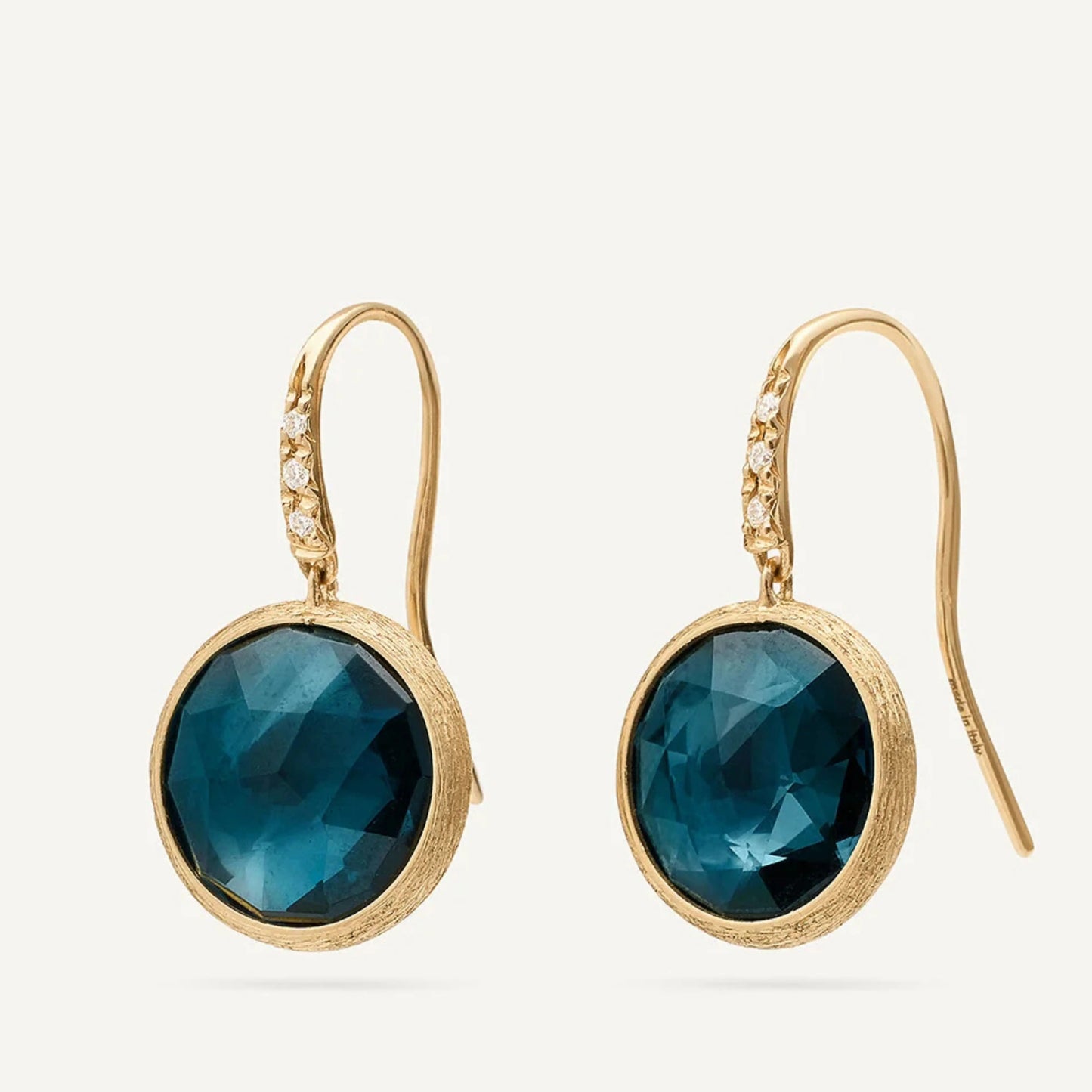 Gold London Blue Topaz Earrings with Diamonds