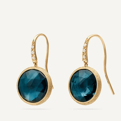 Gold London Blue Topaz Earrings with Diamonds