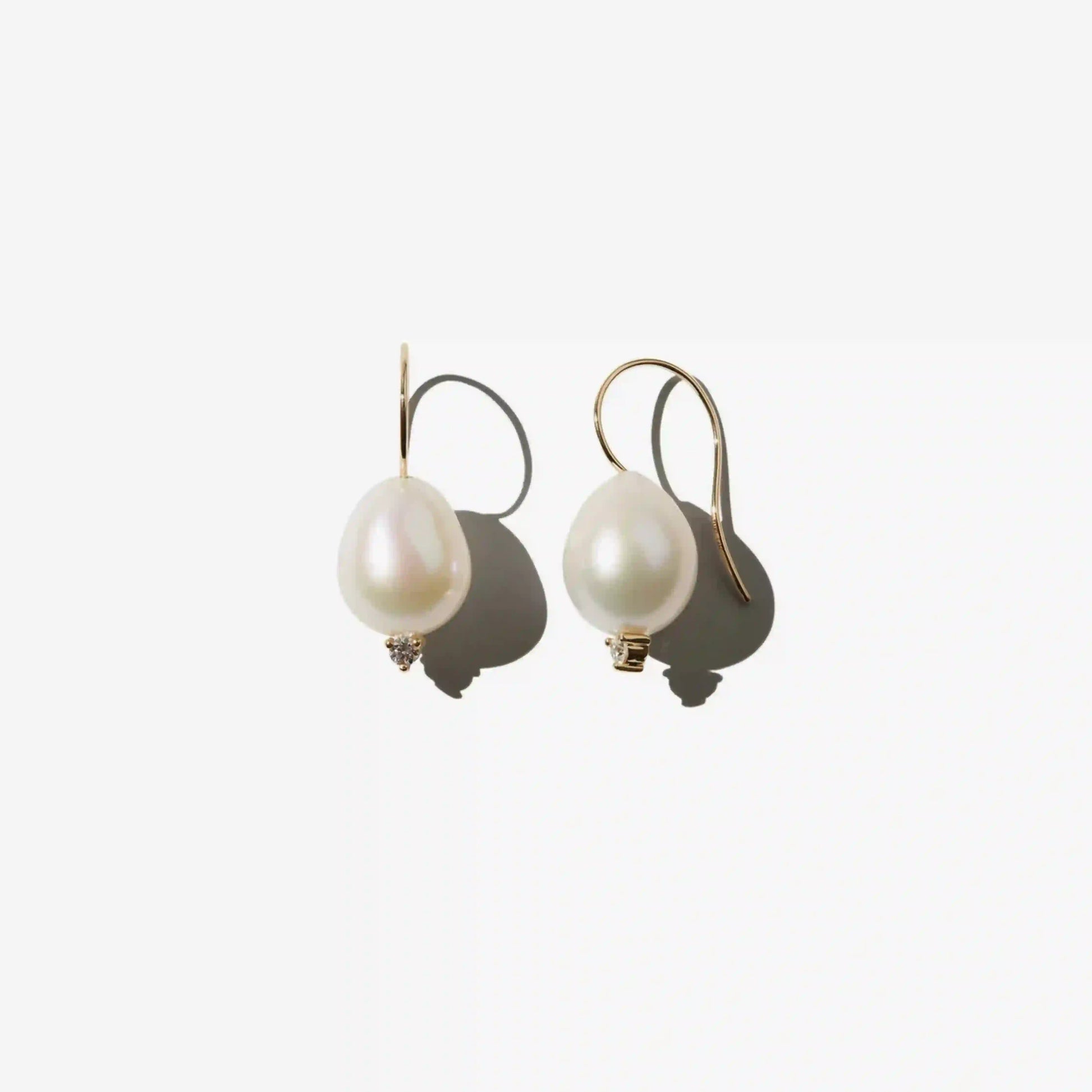 Diamond and Pearl Drop Earrings