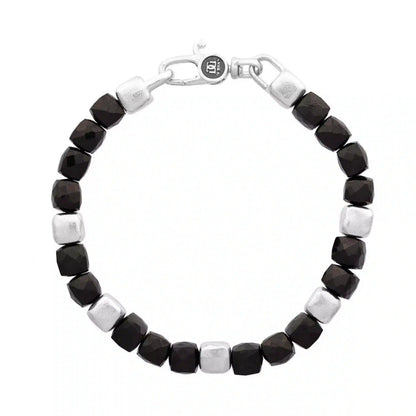 Silver Onyx Beaded Bracelet