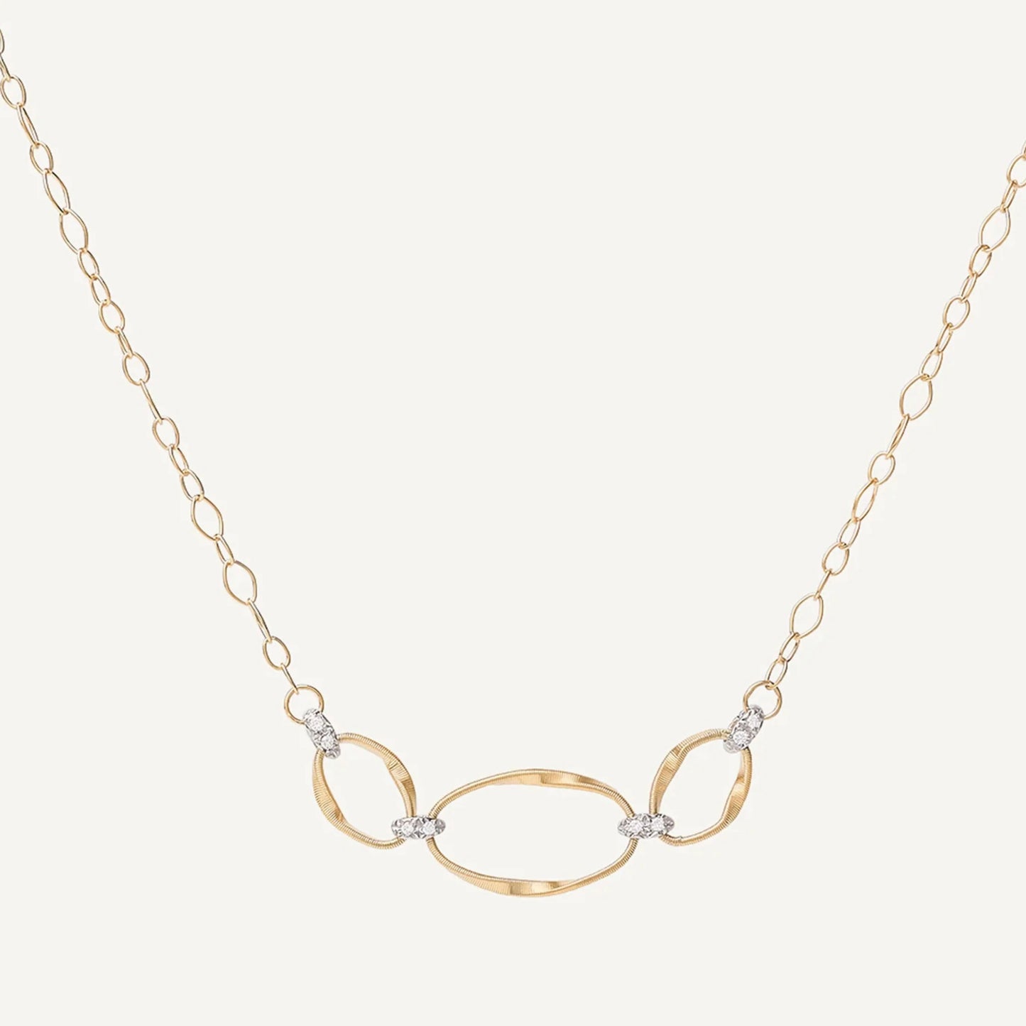 Yellow Gold Coil Halfsie Necklace with Diamonds