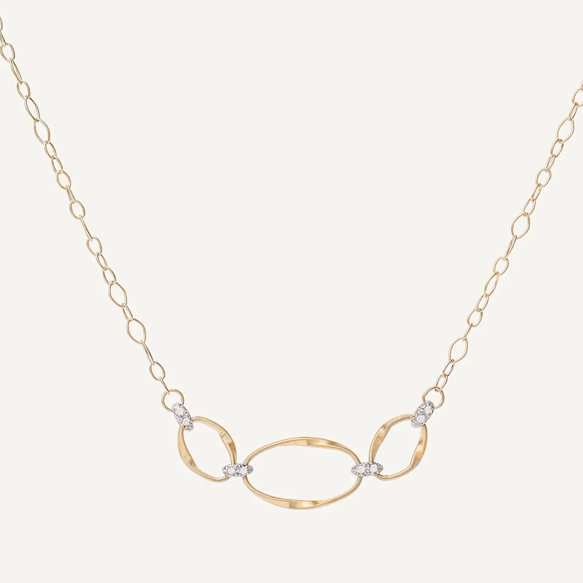Yellow Gold Coil Halfsie Necklace with Diamonds