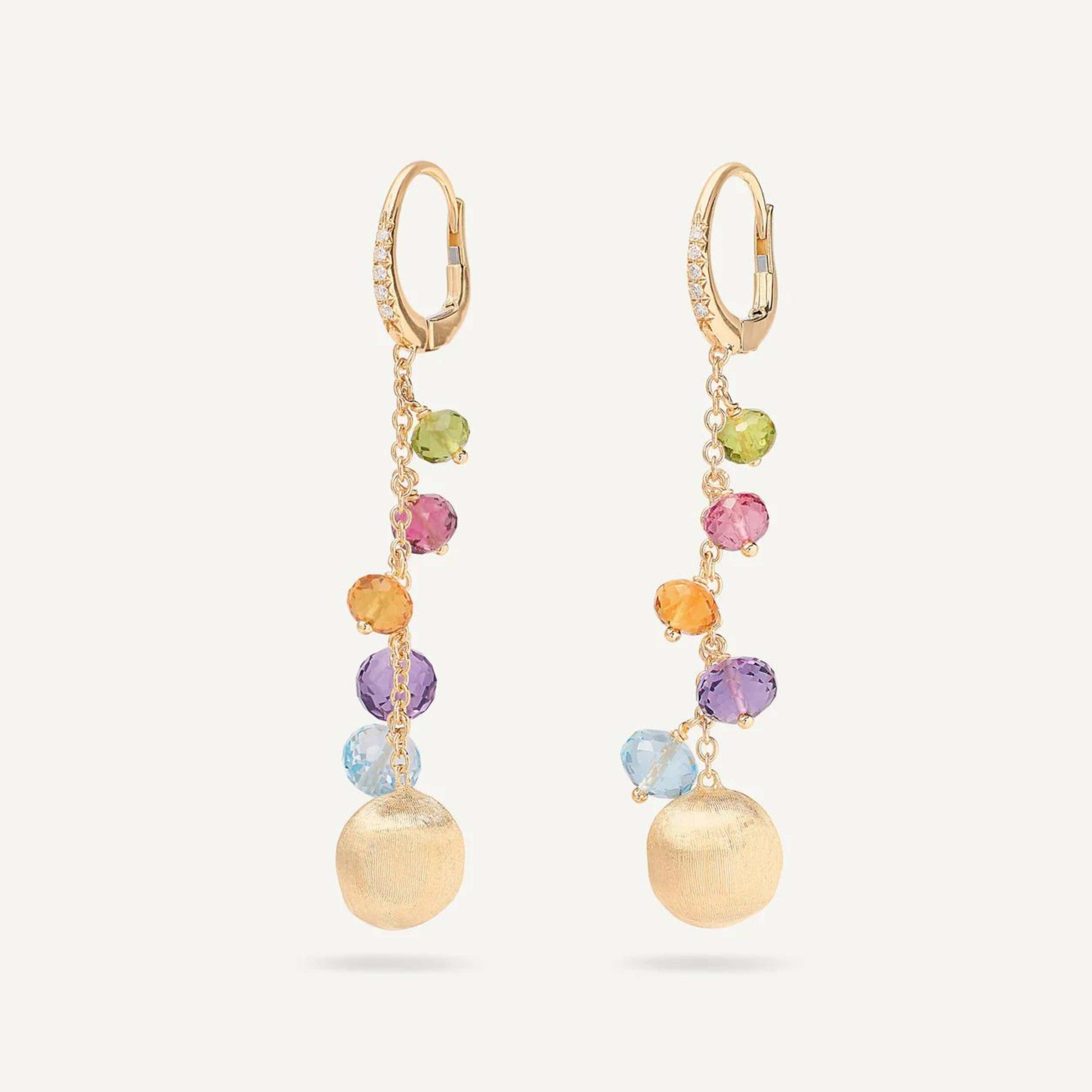 Gold Mixed Gemstone Duster Earrings