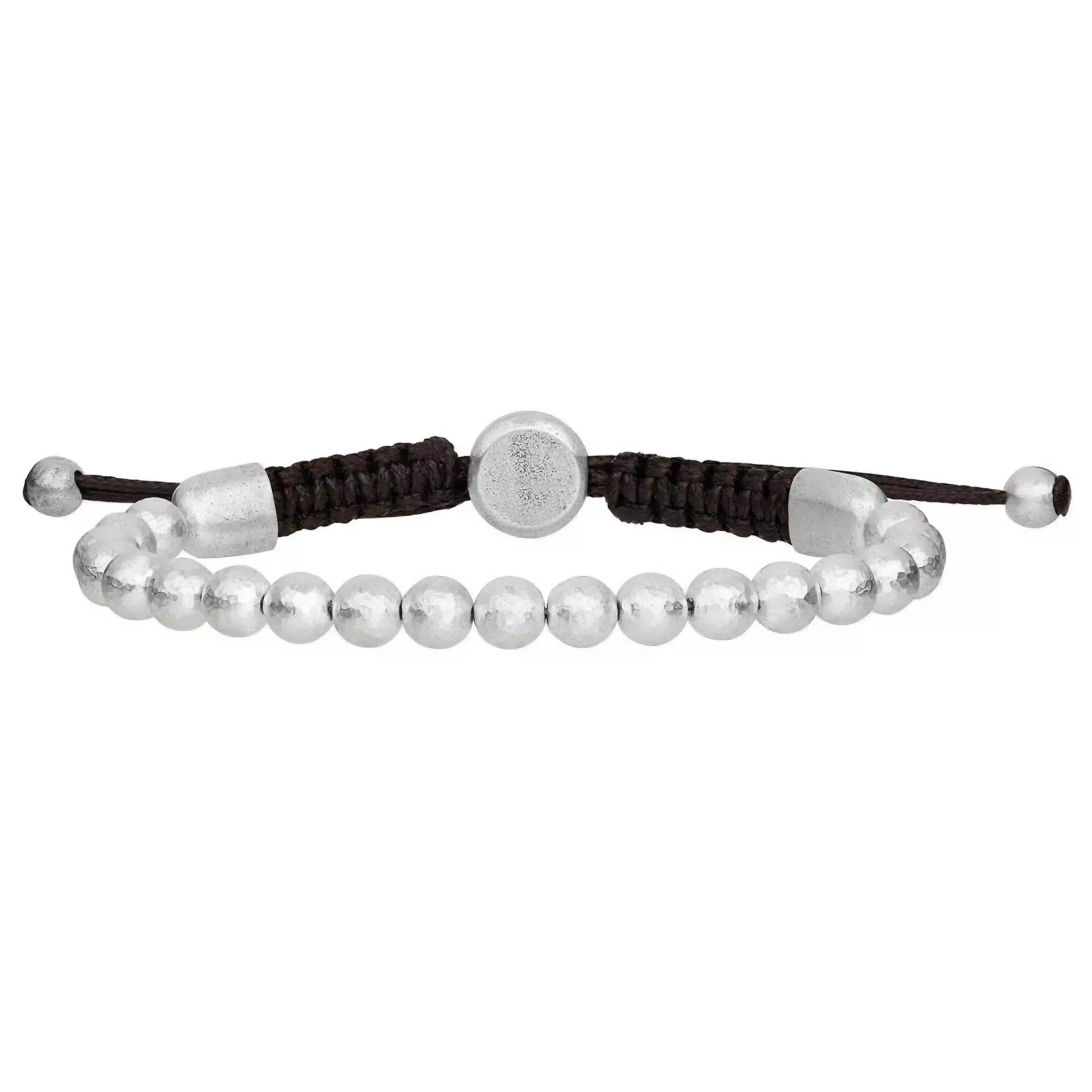 Silver Beaded Single-Strand Bracelet
