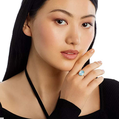 Aquamarine Ring with White Diamonds