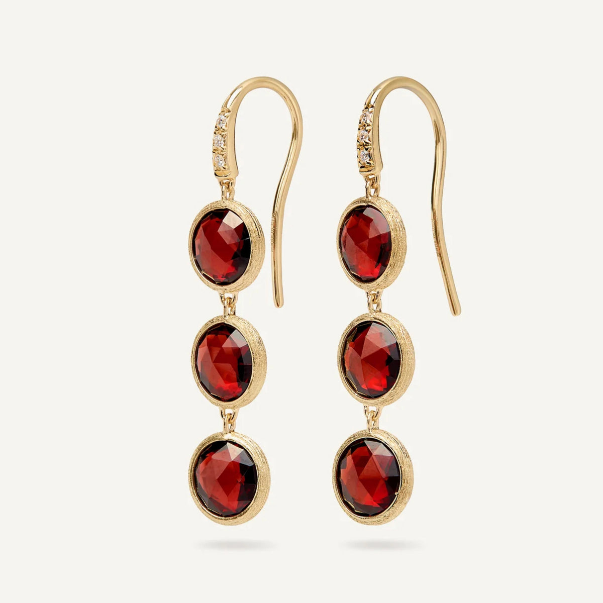 Yellow Gold Garnet Earrings with Diamonds