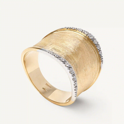  Yellow Gold Ring with Diamond Pavé