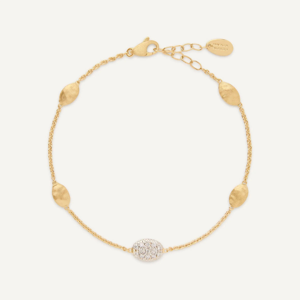  Yellow Gold Diamond Bean Bracelet