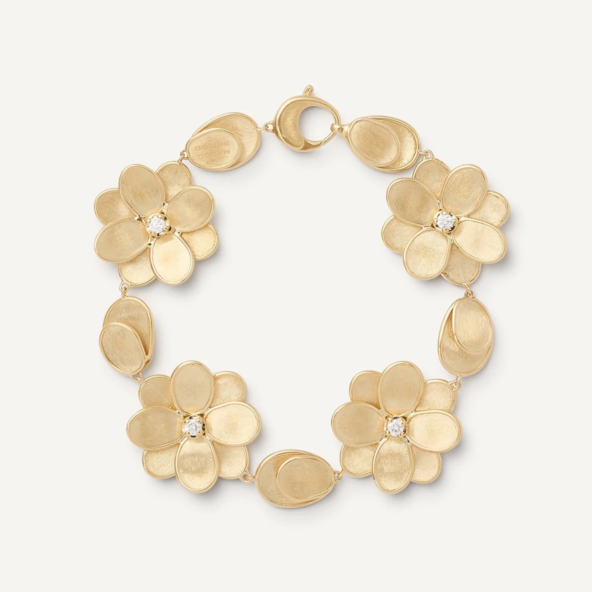 Yellow Gold Flower Bracelet with Diamonds 
