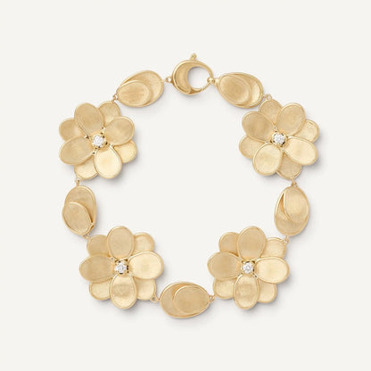 Yellow Gold Flower Bracelet with Diamonds 