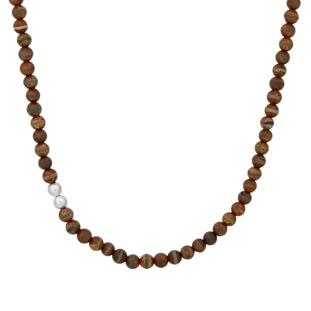Silver Agate Beaded Necklace