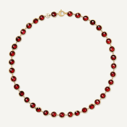 Yellow Gold Garnet Necklace