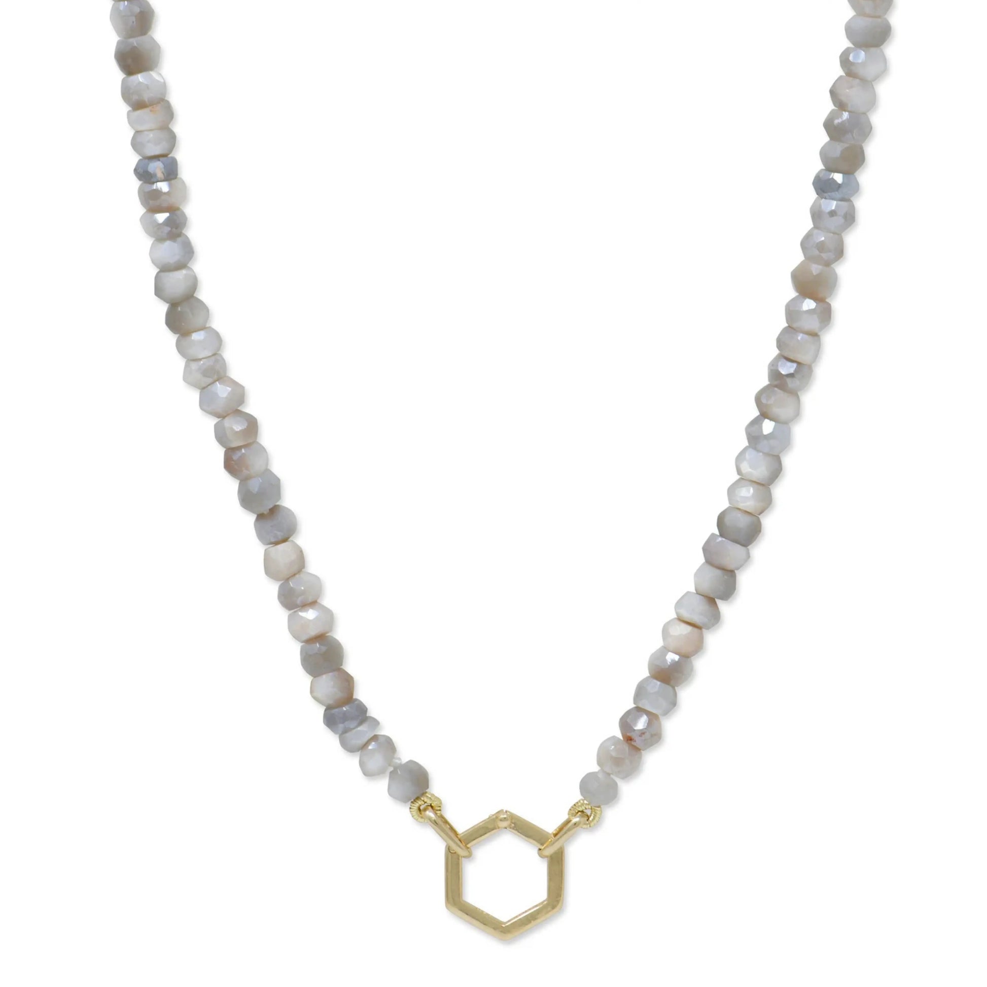 Moonstone Necklace with Hexagon Story Catcher